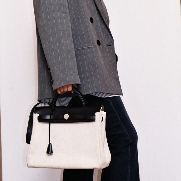 Hermes Herbag Toile 31 Black and White - Picture 1 of 16